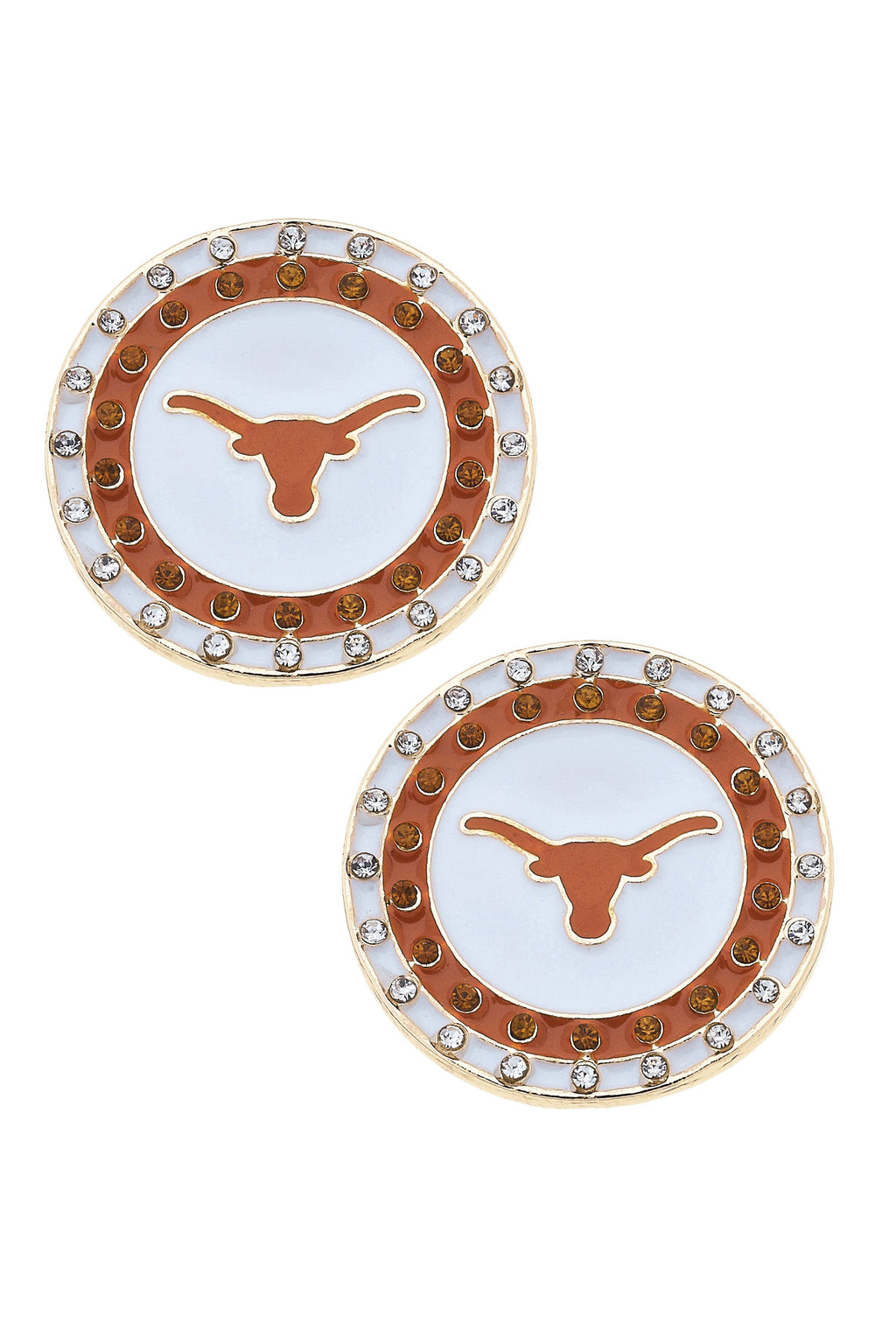 Texas Longhorns Pave Disc Stud Earrings