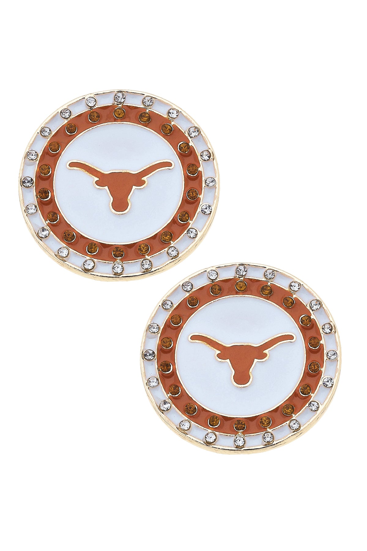 Texas Longhorns Pave Disc Stud Earrings