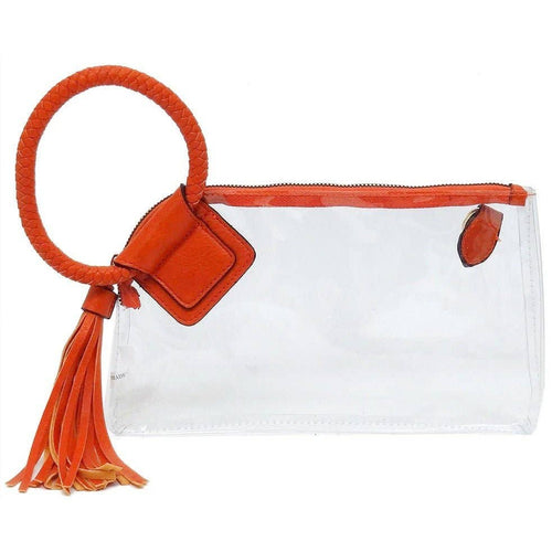Clear Cuff Handle Tassel Wristlet