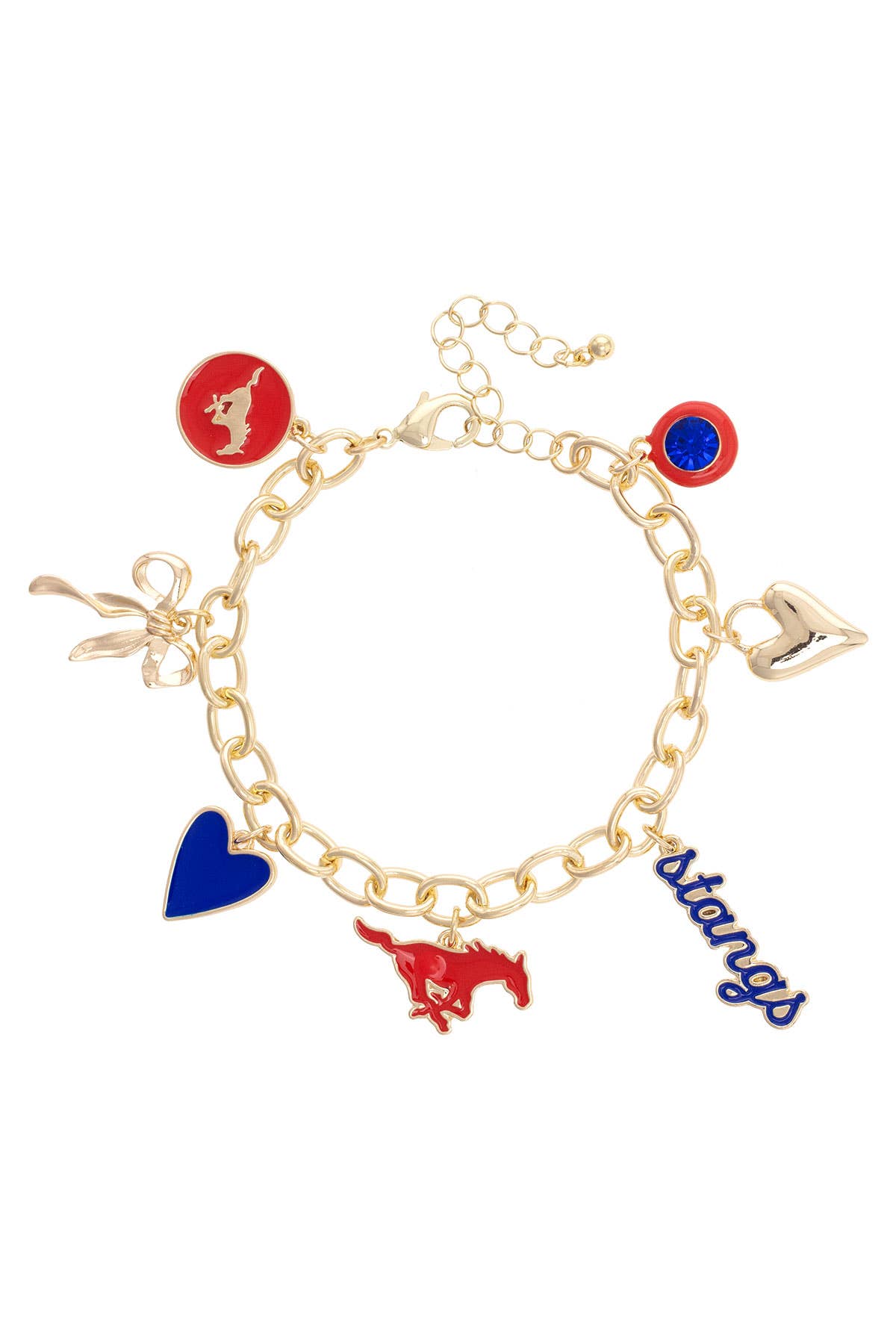 Mustangs Enamel Charm Bracelet in Shiny Gold